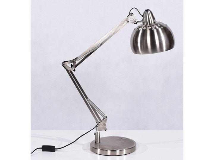 LAMPA BIURKOWA SREBRNA RIGORRIA Lampa z abażurem Kategoria Lampy stołowe Lampa gabinetowa Wysokość 70 cm Metal Lampa z kloszem Styl Nowoczesny