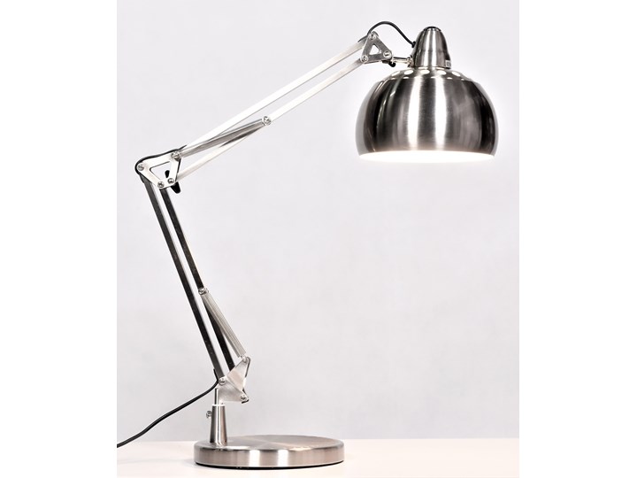 LAMPA BIURKOWA SREBRNA RIGORRIA Lampa gabinetowa Lampa z abażurem Wysokość 70 cm Lampa z kloszem Pomieszczenie Biuro i pracownia Metal Kategoria Lampy stołowe