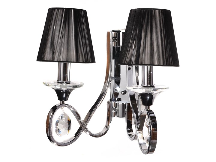 LAMPA ŚCIENNA KINKIET KRYSZTAŁOWY CZARNY NEGRIO W2 Kinkiet z abażurem Kinkiet dekoracyjny Kinkiet z kloszem Tkanina Metal Styl Glamour