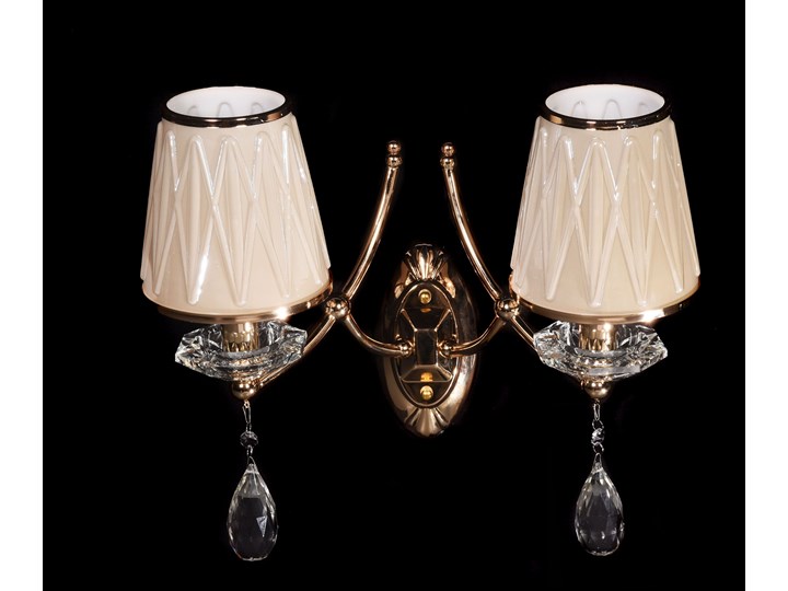 LAMPA ŚCIENNA KINKIET KRYSZTAŁOWY ZŁOTY DOMINNI W2 Metal Szkło Tworzywo sztuczne Kinkiet z kloszem Kinkiet dekoracyjny Kinkiet z abażurem Kategoria Lampy ścienne Styl Klasyczny
