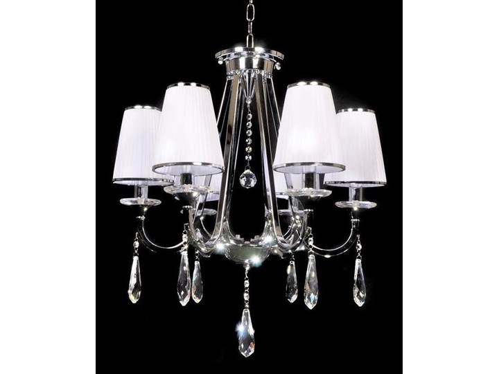 KLASYCZNY ŻYRANDOL KRYSZTAŁOWY MILESIA W6 Metal Lampa z kryształkami Chrom Lampa z abażurem Tkanina Pomieszczenie Salon