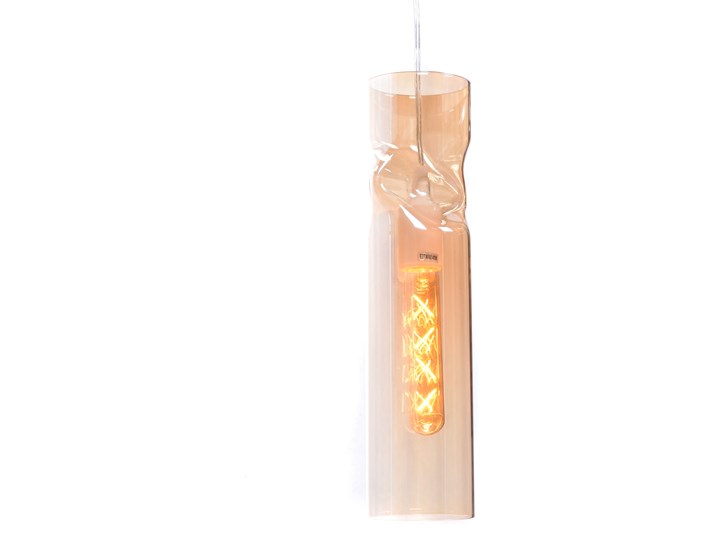 NOWOCZESNA LAMPA WISZĄCA SZKLANA BURSZTYNOWA VARIUS Szkło Chrom Lampa z kloszem Lampa z abażurem Pomieszczenie Salon Metal Kolor Pomarańczowy