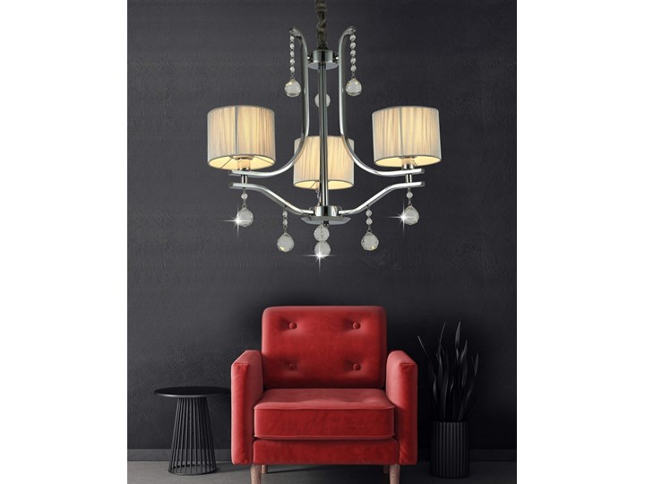 KLASYCZNY ŻYRANDOL KRYSZTAŁOWY FONTENEA W3 Chrom Styl Tradycyjny Tkanina Metal Kategoria Lampy wiszące
