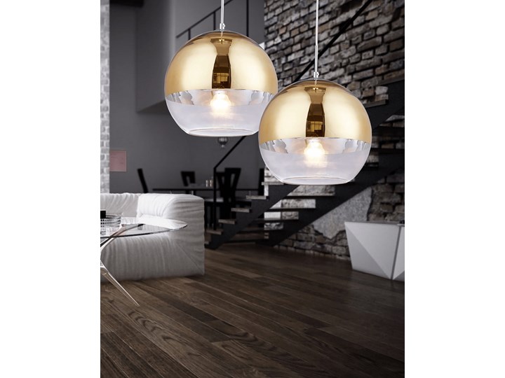 NOWOCZESNA LAMPA WISZĄCA ZŁOTA VERONI D30 Metal Szkło Lampa kula Styl Nowoczesny