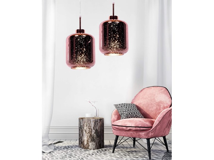 NOWOCZESNA LAMPA WISZĄCA ZWIS RÓŻOWE ZŁOTO ALACOSMO W1 Lampa z abażurem Lampa z kloszem Metal Szkło Styl Nowoczesny