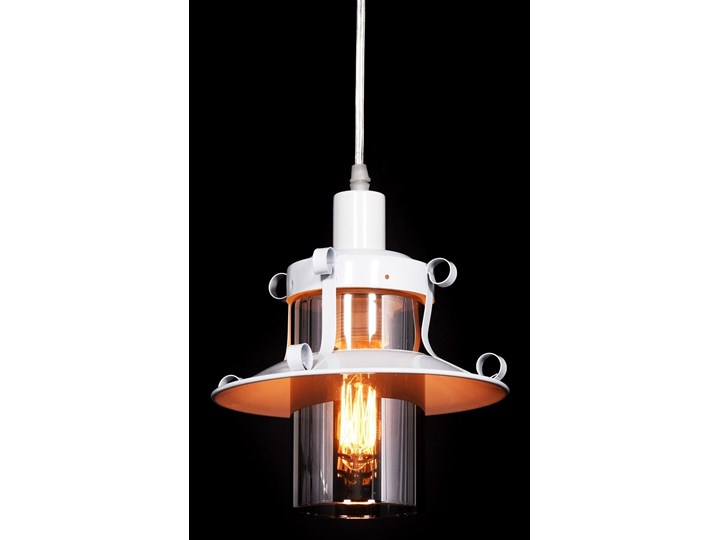 LAMPA WISZĄCA INDUSTRIALNA LOFT BIAŁA CAPRI W1 Lampa z abażurem Metal Kolor Biały Szkło Lampa z kloszem Styl Industrialny