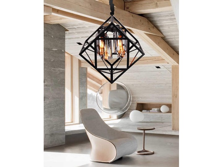 NOWOCZESNA LAMPA WISZĄCA LOFT BRUTTE Metal Szkło Stal Lampa druciana Kategoria Lampy wiszące