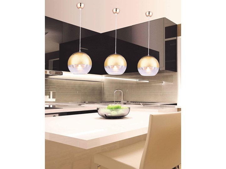 NOWOCZESNA LAMPA WISZĄCA ZŁOTA VERONI D30 Ilość źródeł światła 1 źródło Szkło Lampa kula Metal Styl Nowoczesny
