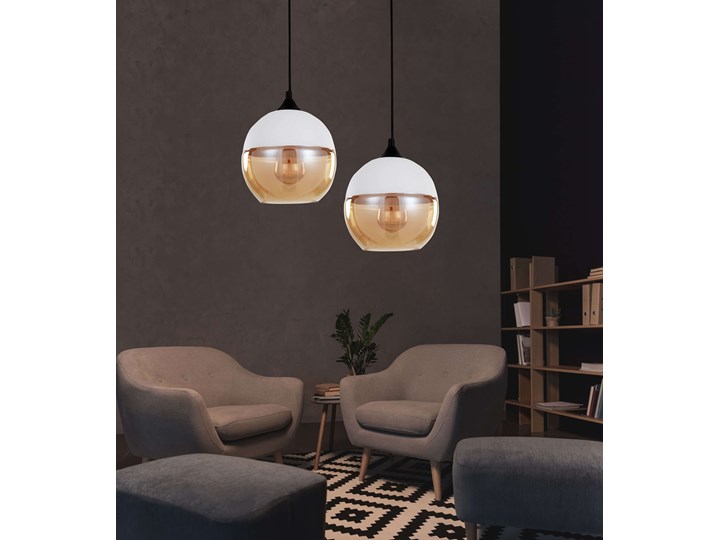 LAMPA WISZĄCA LOFT INDUSTRIALNA BIAŁA ALBION Metal Szkło Lampa z kloszem Ilość źródeł światła 1 źródło