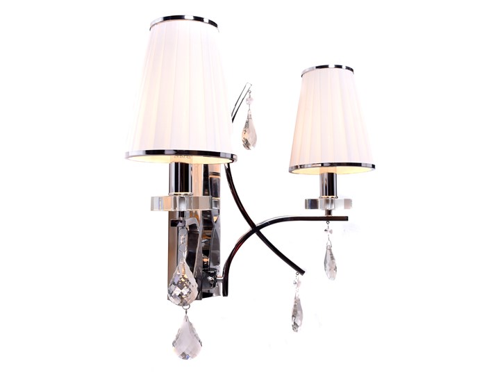 LAMPA ŚCIENNA KINKIET NOWOCZESNY BIAŁY GLAMOUR W2 Tkanina Metal Kinkiet z abażurem Szkło Kinkiet z kloszem Kinkiet dekoracyjny Kategoria Lampy ścienne