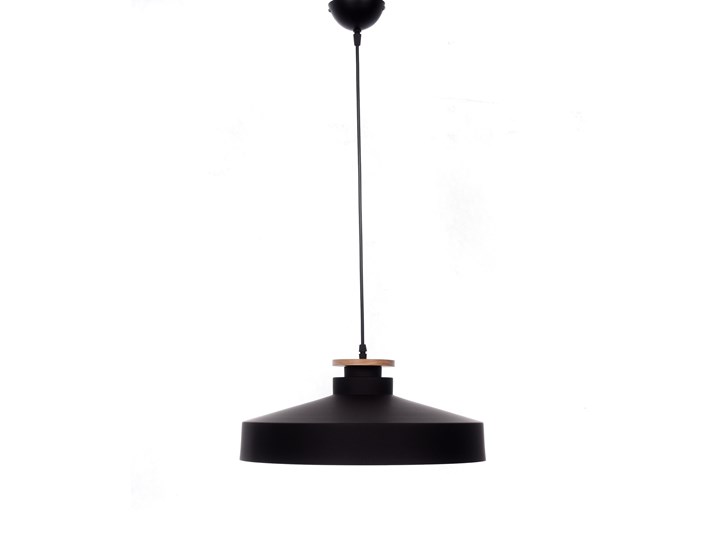 NOWOCZESNA LAMPA WISZĄCA CZARNA LUDOR Lampa z kloszem Drewno Metal Styl Nowoczesny