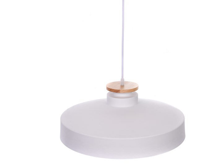NOWOCZESNA LAMPA WISZĄCA BIAŁA LUDOR Drewno Metal Lampa z abażurem Lampa z kloszem Lampa inspirowana Styl Skandynawski
