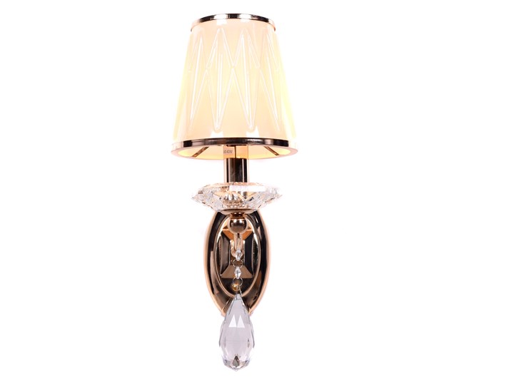 LAMPA ŚCIENNA KINKIET KRYSZTAŁOWY ZŁOTY DOMINNI W1 Metal Kinkiet z kloszem Kinkiet z abażurem Tworzywo sztuczne Kinkiet dekoracyjny Styl Glamour