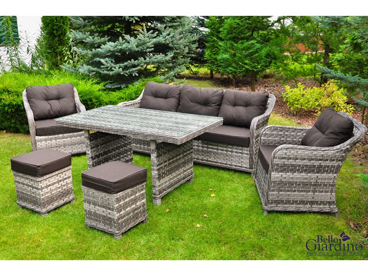 Ekskluzywne meble ogrodowe DIVINO wysoki stół Aluminium Zestawy wypoczynkowe Zawartość zestawu Puf Rattan Tworzywo sztuczne Technorattan Zawartość zestawu Sofa