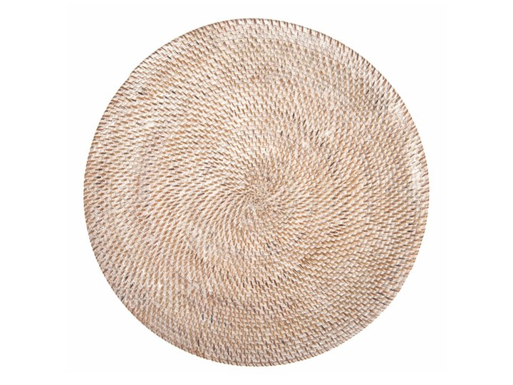 Biała rattanowa mata stołowa Tiseco Home Studio, ⌀ 36 cm Tkanina Podkładka pod talerz Kolor Biały Kategoria Podkładki kuchenne