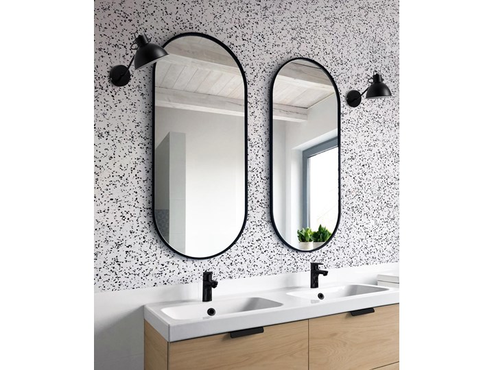 LUSTRO AMBIENT SLIM CZARNE Pomieszczenie Garderoba Owalne Ścienne Lustro z ramą Styl Industrialny
