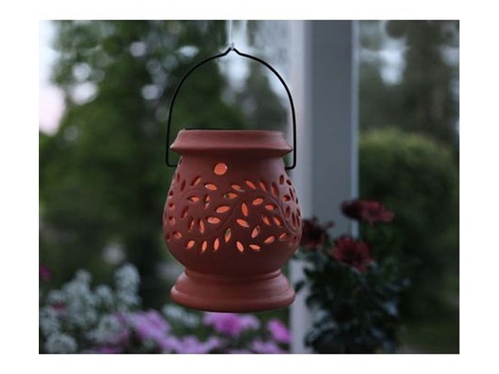 Czerwony lampion ogrodowy LED Star Trading Clay Terracotta, wys. 14 cm Kolor Czarny Kategoria Lampiony do ogrodu