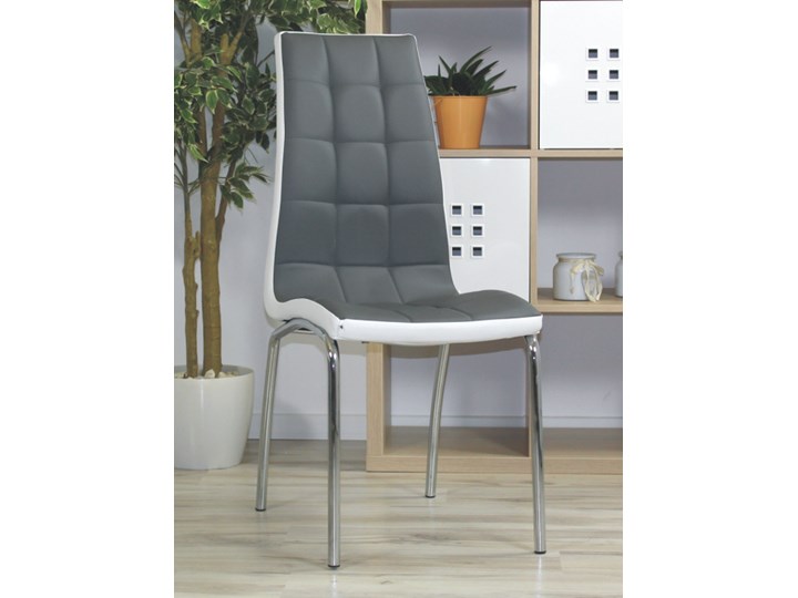 Eleganckie krzesło Corso B szaro-białe Stal Skóra Metal Skóra ekologiczna Wysokość 101 cm Głębokość 54 cm Kolor Szary Szerokość 42 cm Pomieszczenie Jadalnia