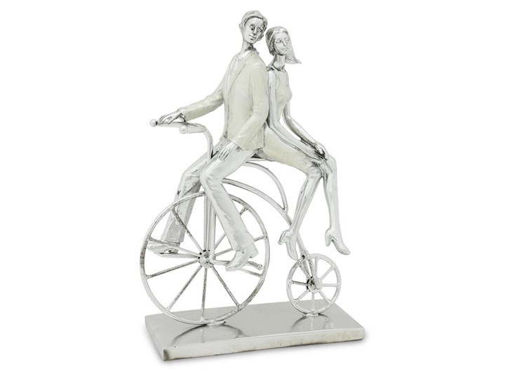 PARA NA ROWERZE - BICYKL figurka srebrna, wys. 35 cm