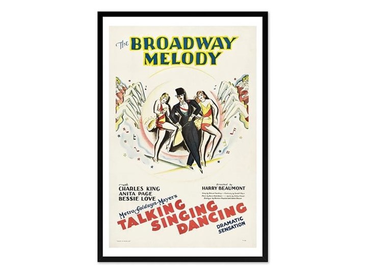 PLAKAT - BROADWAY: TALKING SINGING DANCING obraz w czarnej ramie, 63x93 cm Pomieszczenie Przedpokój Pomieszczenie Salon