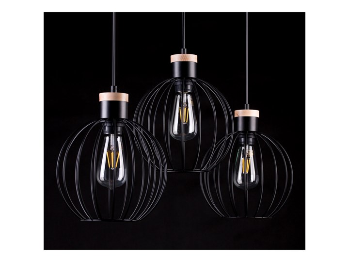 BARBADO 3 BLACK 754/3 lampa wisząca loft skandynawska drewno Lampa druciana Metal Kategoria Lampy wiszące