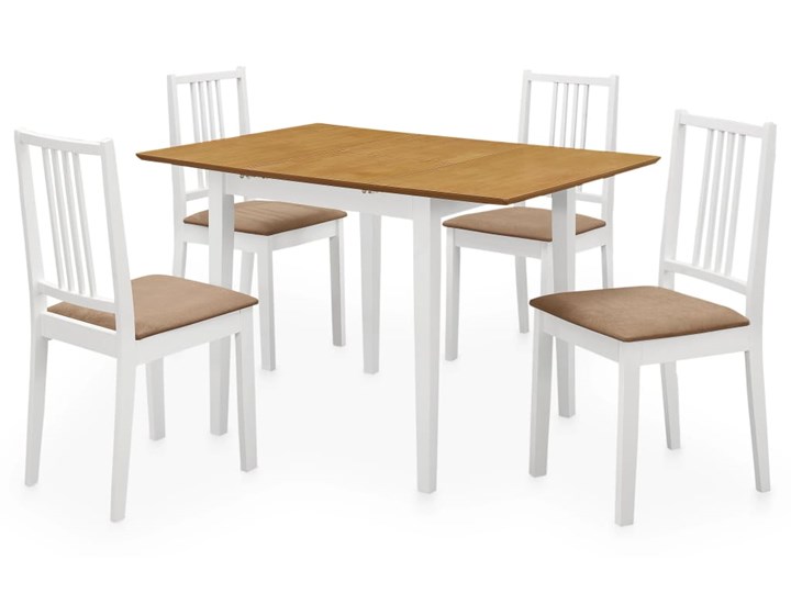 vidaXL 5-częściowy zestaw mebli do jadalni, MDF, biały Liczba krzeseł 4 krzesła Pomieszczenie Jadalnia
