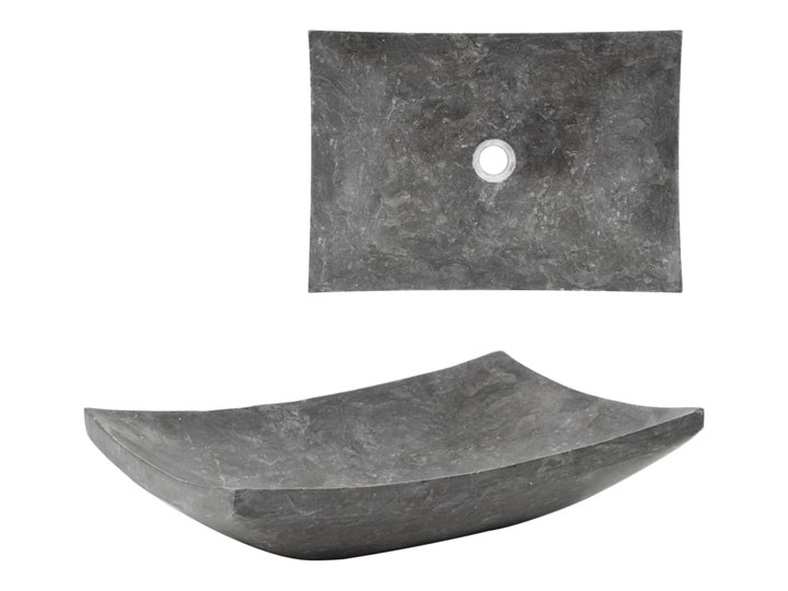 vidaXL Umywalka, 50 x 35 x 12 cm, marmurowa, czarna Prostokątne Kamień naturalny Szerokość 50 cm Kolor Czarny Kategoria Umywalki