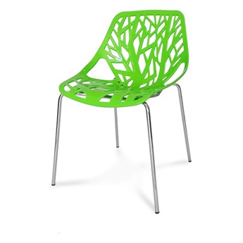 Krzesło na metalowych chromowanych nogach nowoczesne ażurowe forest na taras balkon zielone 216