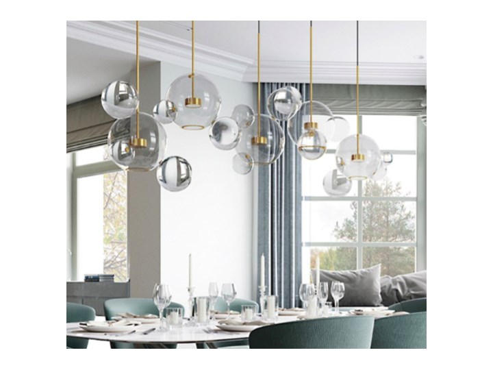 Bubble 4 - duża nowoczesna lampa wisząca - pączkujące szklane kule