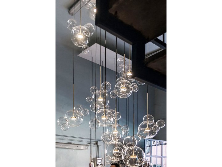 Bubble 4 - duża nowoczesna lampa wisząca - pączkujące szklane kule Kategoria Lampy wiszące Szkło Metal Mosiądz Lampa kula Lampa z kloszem Funkcje Brak dodatkowych funkcji
