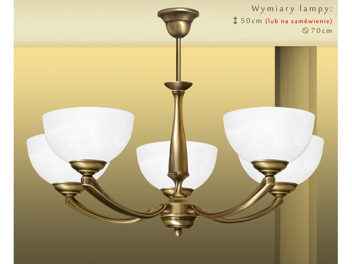 Klasyczny żyrandol z mosiądzu P-S5A Lampa z kloszem Styl Tradycyjny Szkło Kolor Złoty