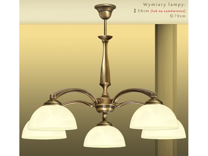 Mosiężny żyrandol P-S5 Lampa z kloszem Szkło Kolor Złoty Mosiądz Kategoria Lampy wiszące
