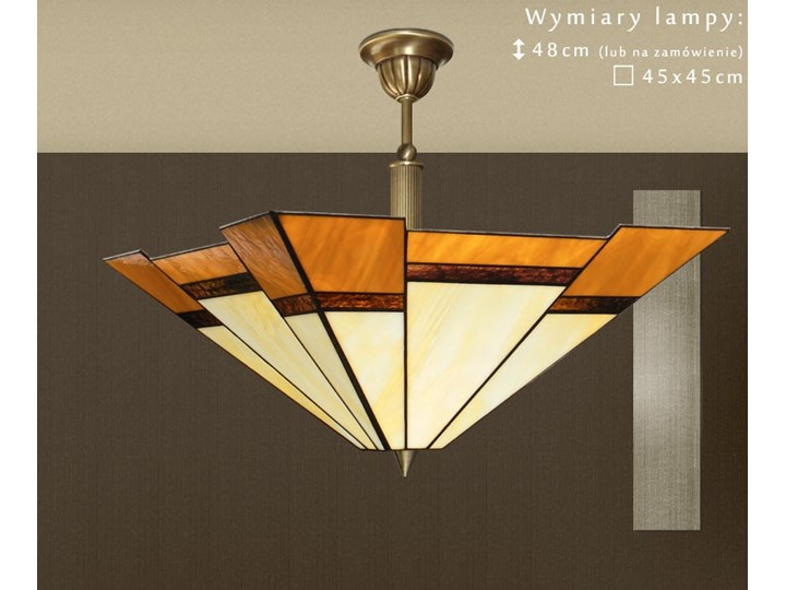 Mosiężna lampa witrażowa O-S1AD Kolor Beżowy Mosiądz Kolor Złoty