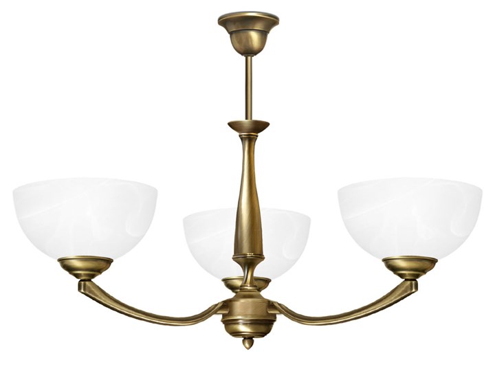 Żyrandol mosiężny do salonu P-S3A Mosiądz Szkło Lampa z kloszem Kategoria Lampy wiszące Kolor Złoty