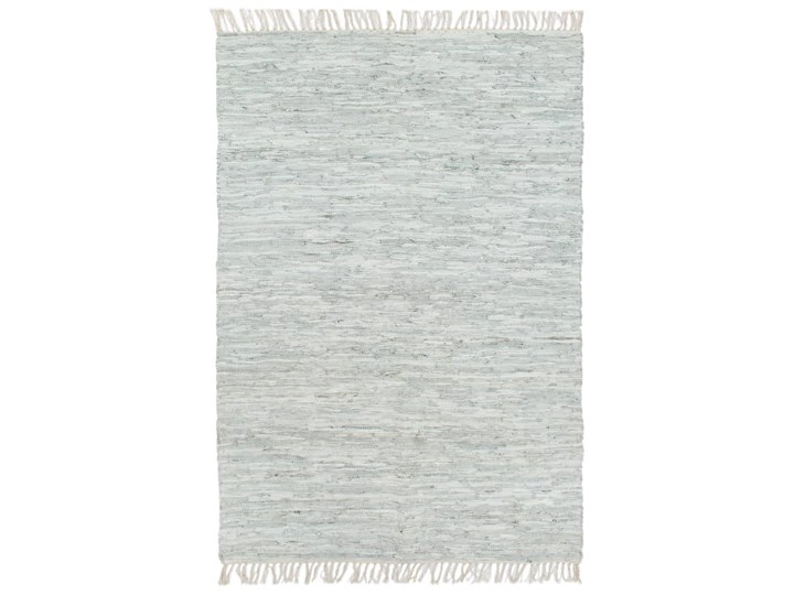 vidaXL Ręcznie tkany dywanik Chindi, skórzany, 190x280 cm, jasnoszary Kategoria Dywany Wzór Jednobarwny