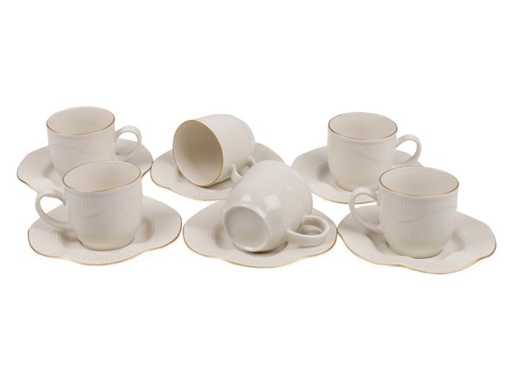 Zestaw 6 porcelanowych filiżanek ze spodkami Kutahya Rullio
