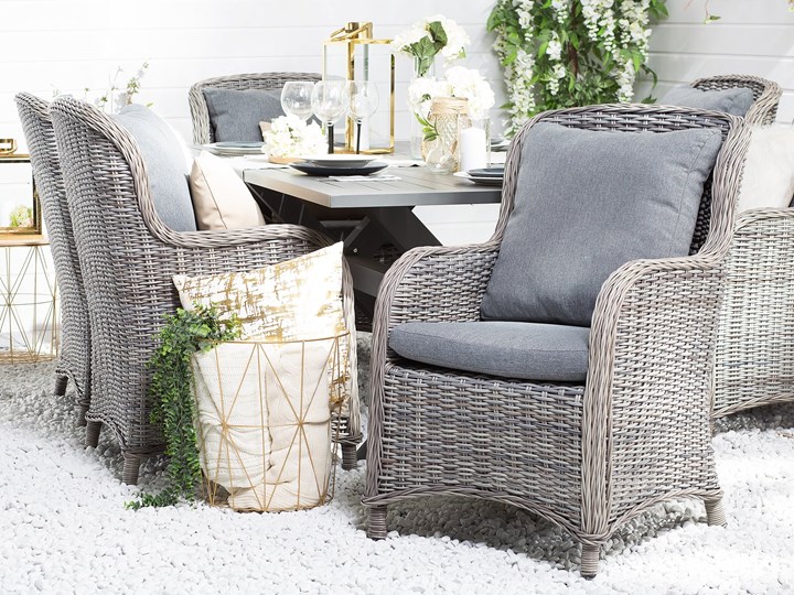 Zestaw 2 foteli ogrodowych rattan szary CASCAIS Aluminium Technorattan Aluminium Technorattan Technorattan Aluminium