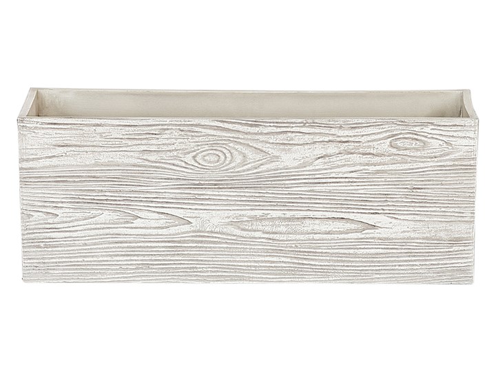 Doniczka biała podłużna 42 x 13 x 15 cm imitacja drewna ogród balkon taras salon sypialnia