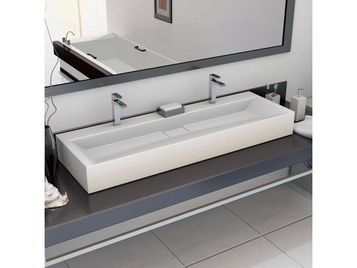 vidaXL Umywalka, 120x46x11 cm, kompozyt mineralny/marmurowy, biała Szerokość 120 cm Kolor Biały