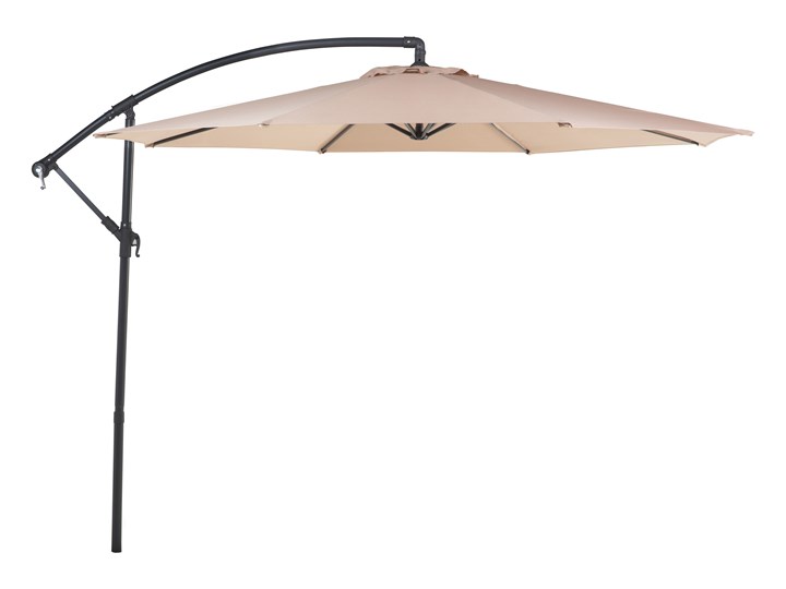 Parasol ogrodowy beżowy na wysięgniku Ø300 cm podwieszany ciemnoszara stalowa rama Kategoria Parasole ogrodowe Parasole Położenie nogi Boczne