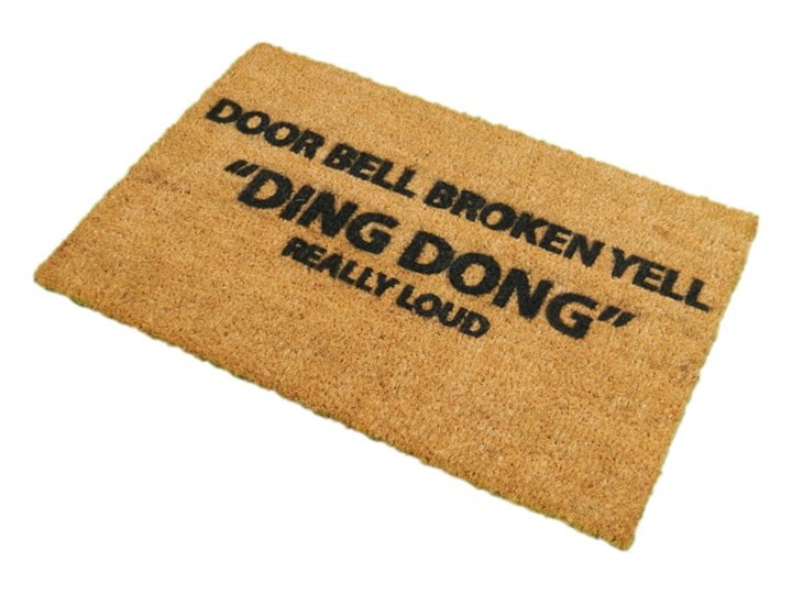 Wycieraczka z naturalnego kokosowego włókna Artsy Doormats Yell Ding Dong, 40x60 cm Włókno kokosowe Kolor Brązowy Kategoria Wycieraczki