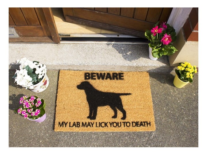 Wycieraczka z naturalnego kokosowego włókna Artsy Doormats Labrador, 40x60 cm Włókno kokosowe Kolor Czarny Kategoria Wycieraczki