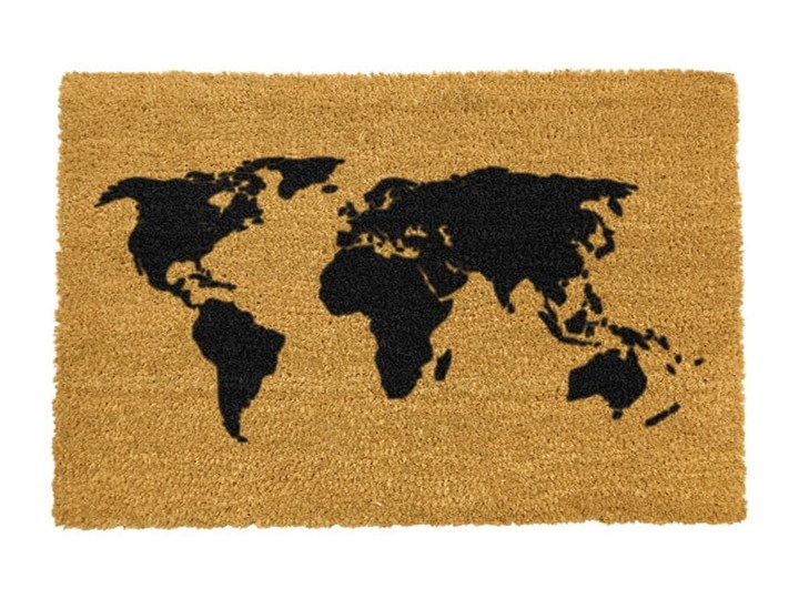 Wycieraczka z naturalnego kokosowego włókna Artsy Doormats World Map, 40x60 cm Kolor Brązowy Włókno kokosowe Kategoria Wycieraczki