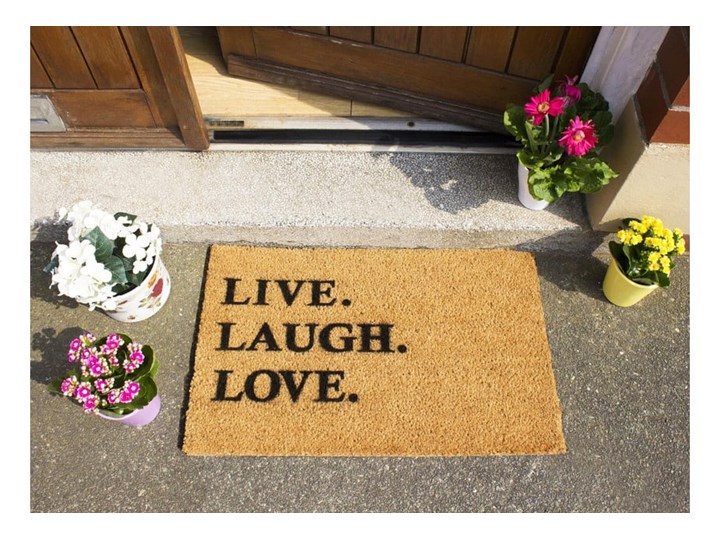 Wycieraczka z naturalnego kokosowego włókna Artsy Doormats Live Laugh Love, 40x60 cm Kolor Brązowy Włókno kokosowe Kategoria Wycieraczki