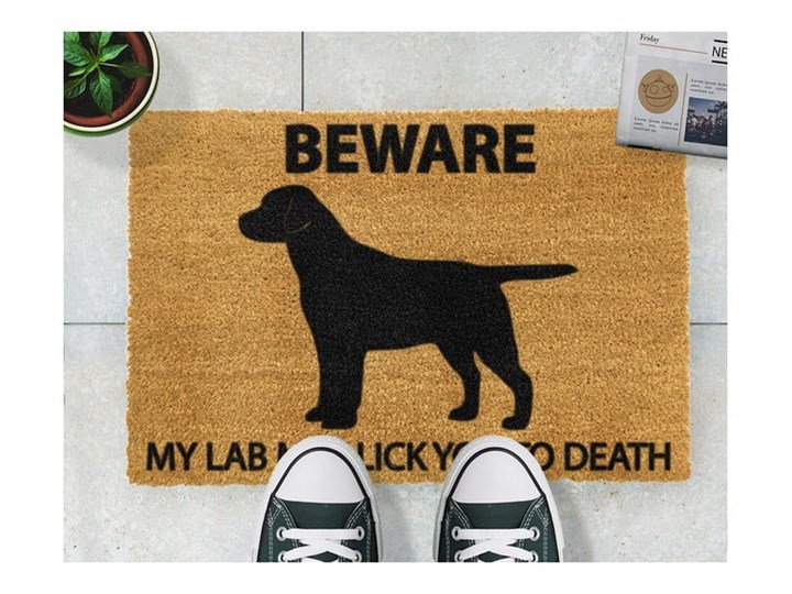 Wycieraczka z naturalnego kokosowego włókna Artsy Doormats Labrador, 40x60 cm Włókno kokosowe Kolor Czarny Kategoria Wycieraczki