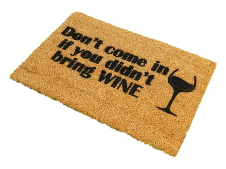 Wycieraczka z naturalnego kokosowego włókna Artsy Doormats Without Wine, 40x60 cm Włókno kokosowe Kolor Czarny Kategoria Wycieraczki