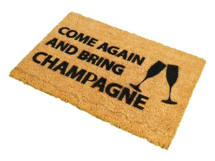 Wycieraczka z naturalnego kokosowego włókna Artsy Doormats Come Again & Bring Champagne, 40x60 cm Włókno kokosowe Kategoria Wycieraczki