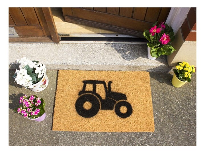Wycieraczka z naturalnego kokosowego włókna Artsy Doormats Tractor, 40x60 cm Włókno kokosowe Kategoria Wycieraczki Kolor Czarny