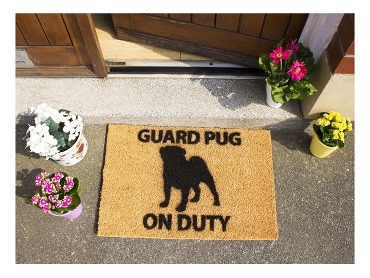 Wycieraczka z naturalnego kokosowego włókna Artsy Doormats Guard Pug, 40x60 cm Włókno kokosowe Kategoria Wycieraczki