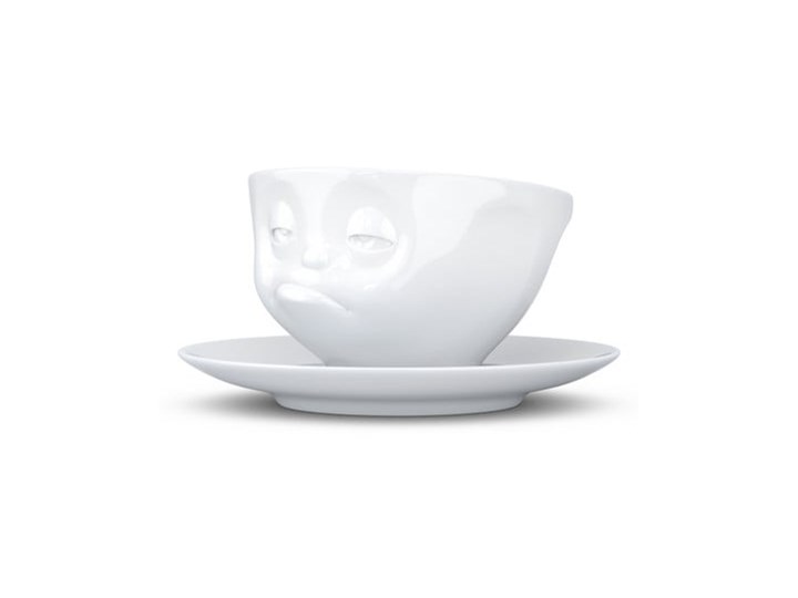 Biała porcelanowa nadąsana filiżanka ze spodkiem 58products